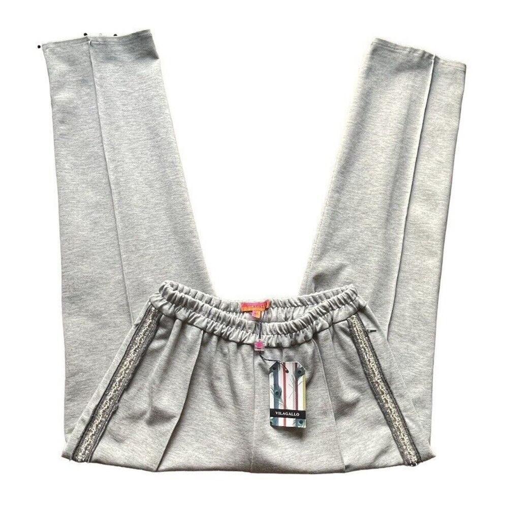 NWT Vilagallo Pants Womens Size 14 Gray Pearls Gray Sweat 26564 Portugal